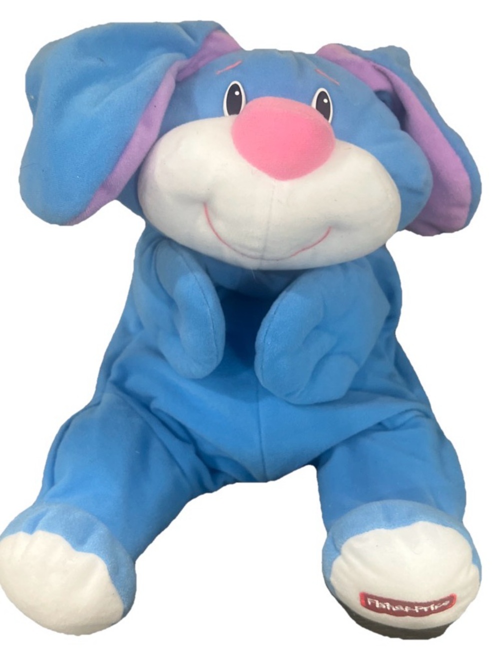 1999 Fisher Price Blue Rumple Bunny puppy Dog Floppy Plush Stuffed Animal Toy